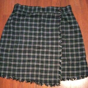 Urban Outfitters Green and Black Plaid Mini Skirt